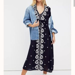 Free People Embroidered Fable Midi Dress